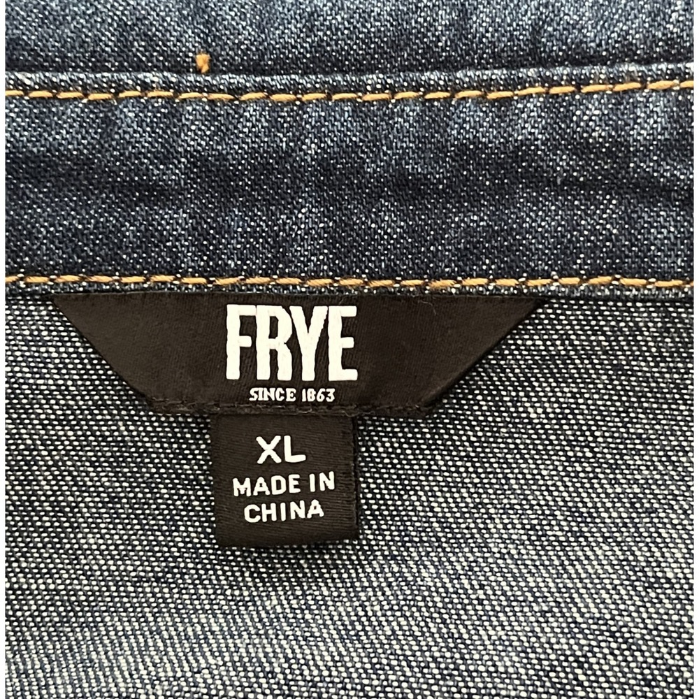 Frye Womens Denim Shirt Dress XL Blue Cotton Button Front Western Workwear - Picture 6 of 9
